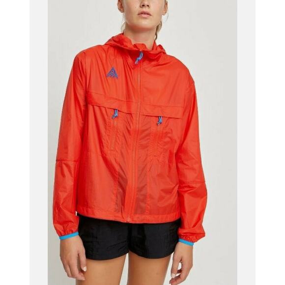 Nike ACG Habanero Red Hooded Windbreaker Jacket Women’s S Zip-Up - Picture 5 of 12